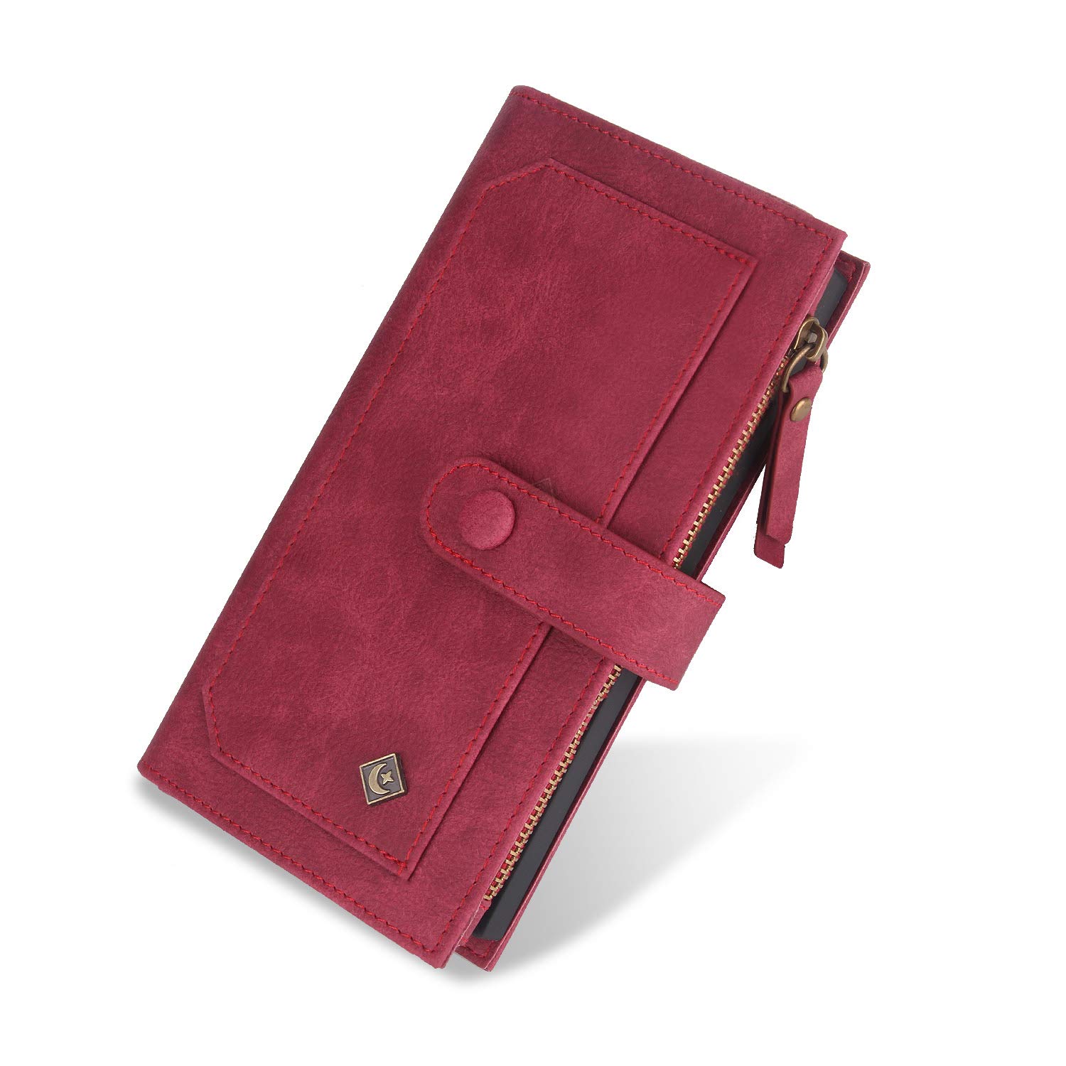CHBO Cover Portafoglio Per IPhone XR Con Cerniera - 10 Slot Carte, RFID, Impermeabile, Retro Flip Stand - Pelle PU Marrone