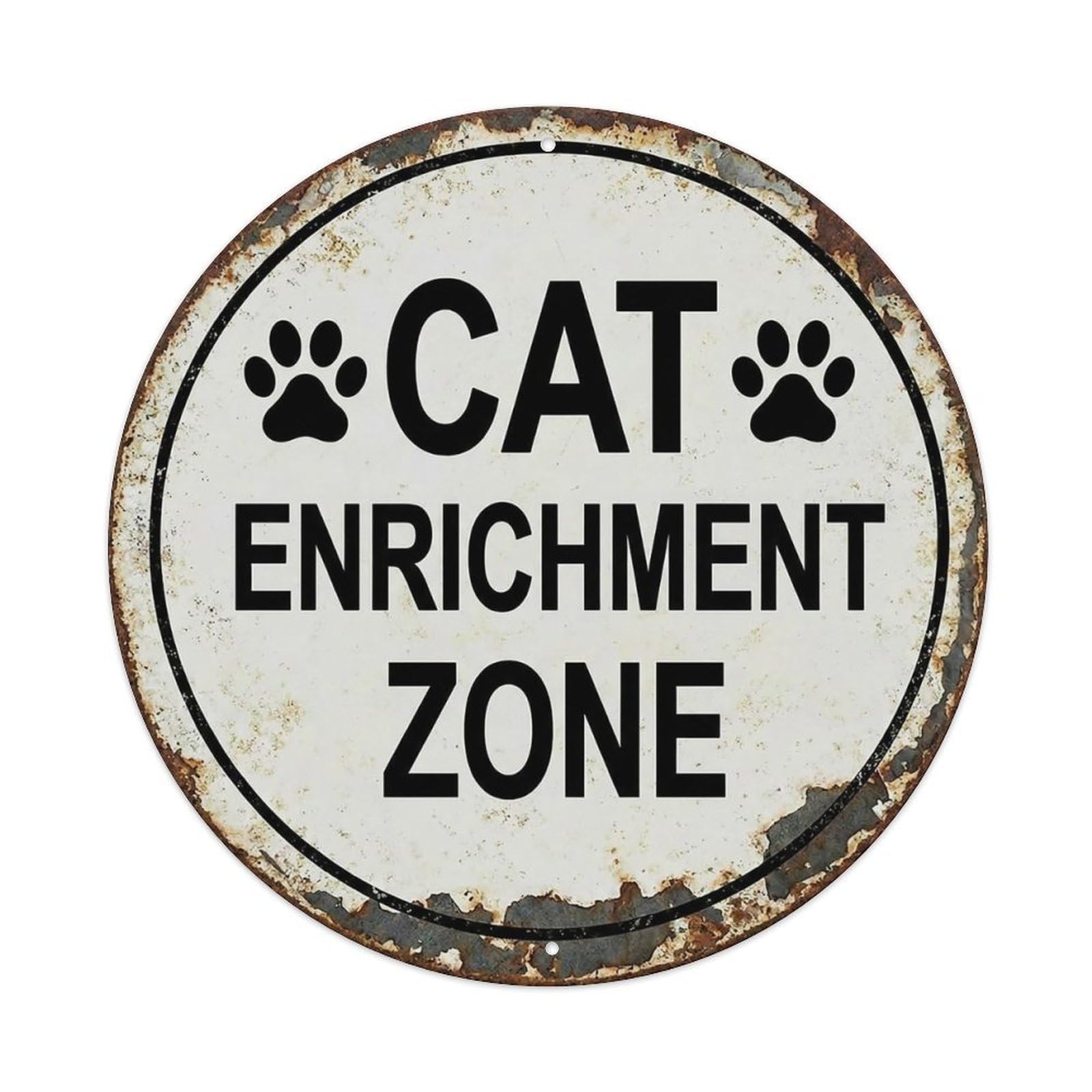 Vintage Cat Enrichment Zone Area Vintage Metal Tin Sign Plaque Wall Decor for Cafe, Club Bar, Office, Garden Metal Poster 8x8Inch