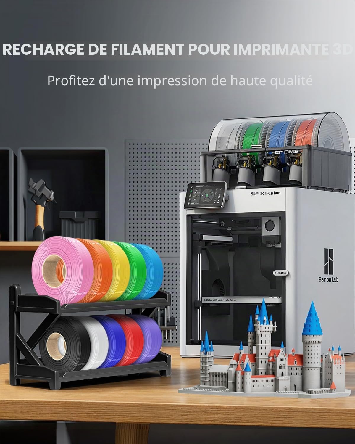 SUNLU Recharge de filament PLA+ 1,75 mm 4 kg, PLA Plus pour imprimante 3D, sans bobine, blanc, pour bobines réutilisables, compatible avec imprimante 3D Bambu Lab, 4 rouleaux de 1 kg/rouleau