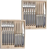 Vista 2 de (D) Laguiole Jean Dubost cubiertos, juego de cubiertos de 12 piezas en una bandeja 2 PACK (negro)