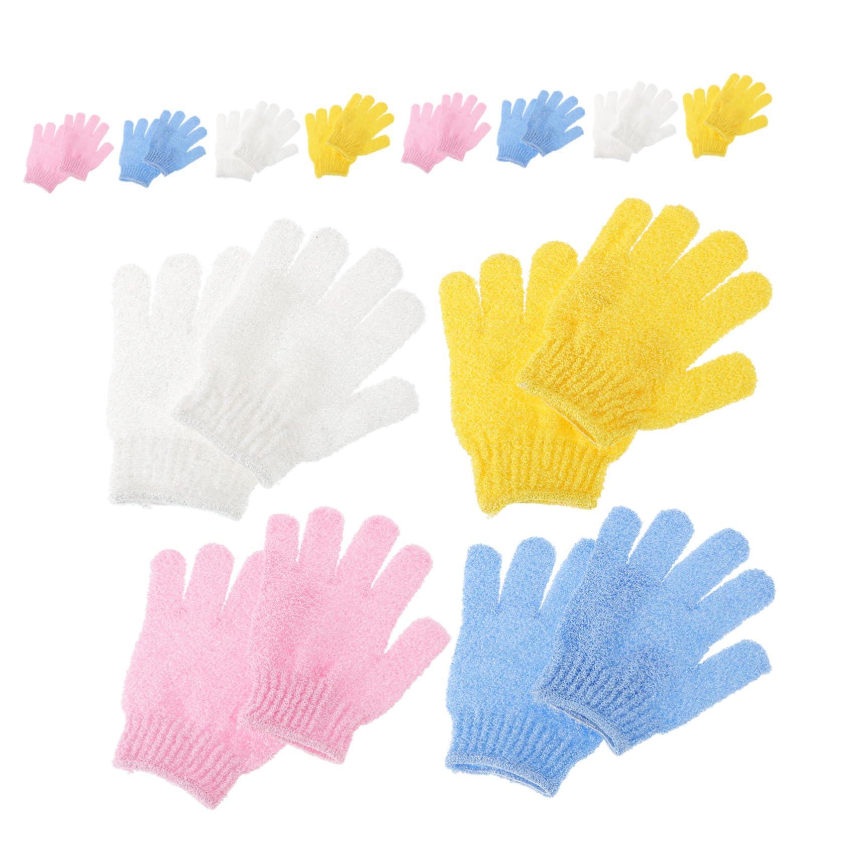 16 Paia Guanti Esfolianti Corpo in Nylon Guanto Doccia Cinque Dita con Polsino Elastico Guanti da Bagno Spa per Uomo Donna Lavabili in Lavatrice Esfoliazione Delicata e Duratura