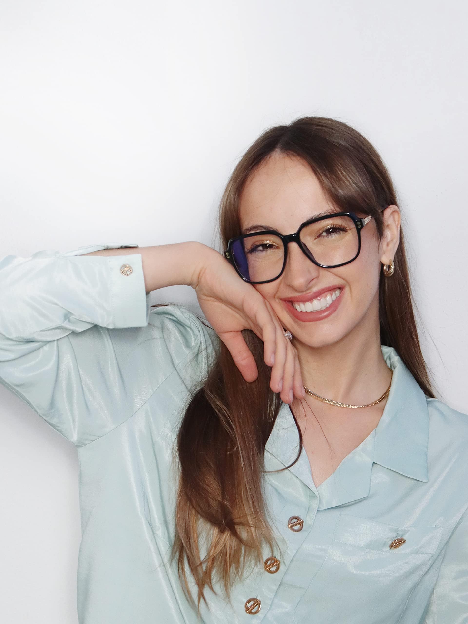 VISOONE - Gafas de bloqueo de luz azul de gran tamaño con marco cuadrado TR90 y patillas de metal para mujeres y hombres REMY
