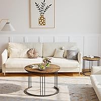 Vista 8 de Garden 4 you Mesa de centro anidable, mesa auxiliar redonda de 23.6 pulgadas, juego de 2, mesa anidable de madera con marco de metal, mesas Ceter