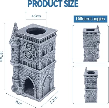 Castle Dice Tower,Resin Dice Rolling Tower,Dragon Dice Tower Portable,Dice Tower for DnD RPG,Gifts for Player (Dice Not Included)