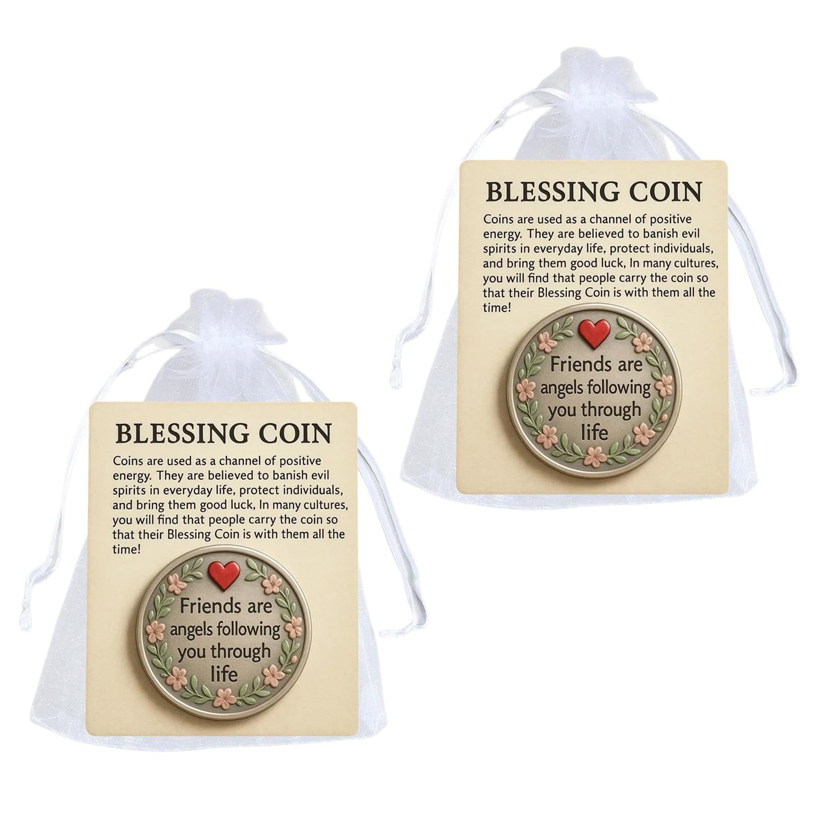 YROHGKPN Engraved Blessing for Motivational Coin with Encouragement Card, Thoughtful Pocket Sized Friendship Blessing Coin