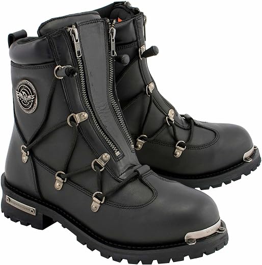 Milwaukee Leather Diamond Men's 6" Twin Zipper Lock Riding Boots (Black, Size 13)