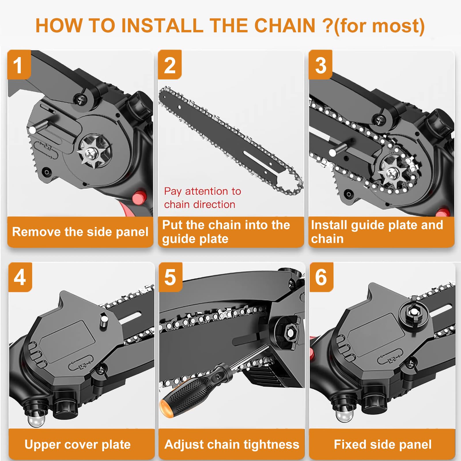 MIYUANGKJ Saw Chains 6 Inch Mini Chainsaw with Replacement Saw Chain Bar 5 pcs Replacement Chain Chainsaw Chains Universal Chain for Chainsaw, for 6 Inch Mini Chainsaws Carpentry Landscaping - Image 3