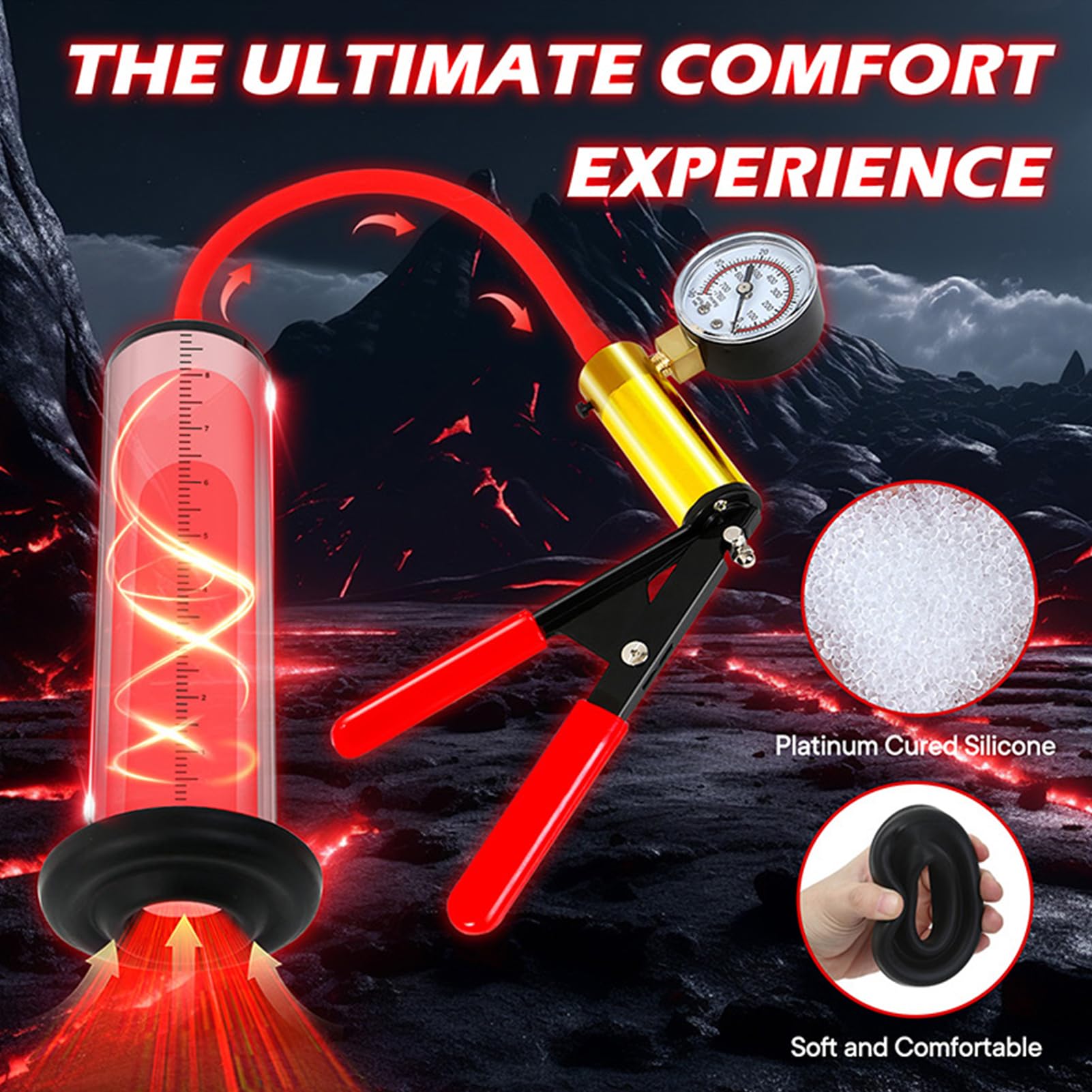 Pompes à vide pour pénis avec poignée et manomètre Pompe à pénis sex toys pour les hommes, Penis Pump Enlargement Extender Masturbation pour homme Cock extension (76mm)