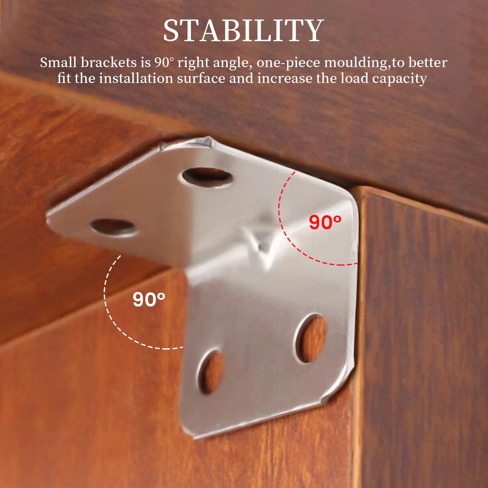 20PCS L Brackets, Stainless Steel Corner Brackets, 90 Degree Corner Brace with 80 Screws - Image 4