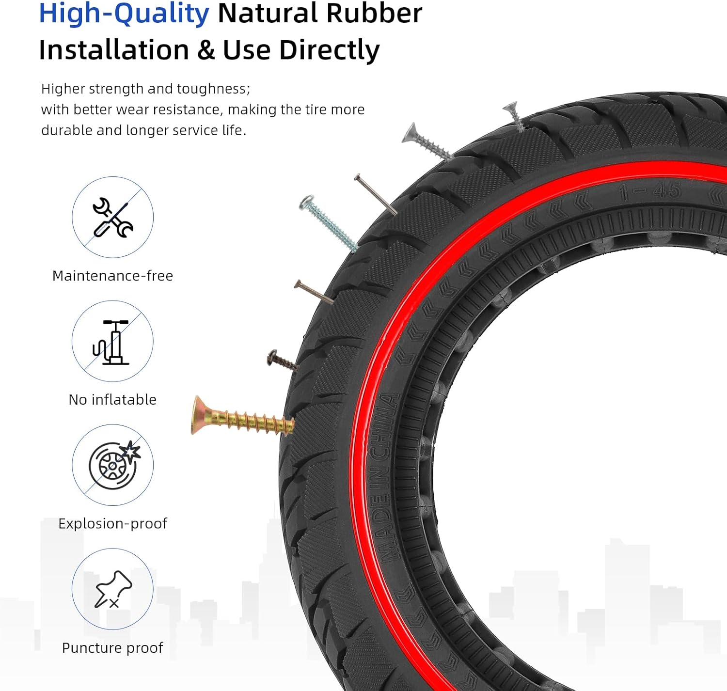 ulip 60/70-6.5 Scooter Solid Tire 10 Inch 10x2.5 Wheels Replacement Front or Rear Solid Tire for Segway Ninebot Max G30 G30D G30LP G30E