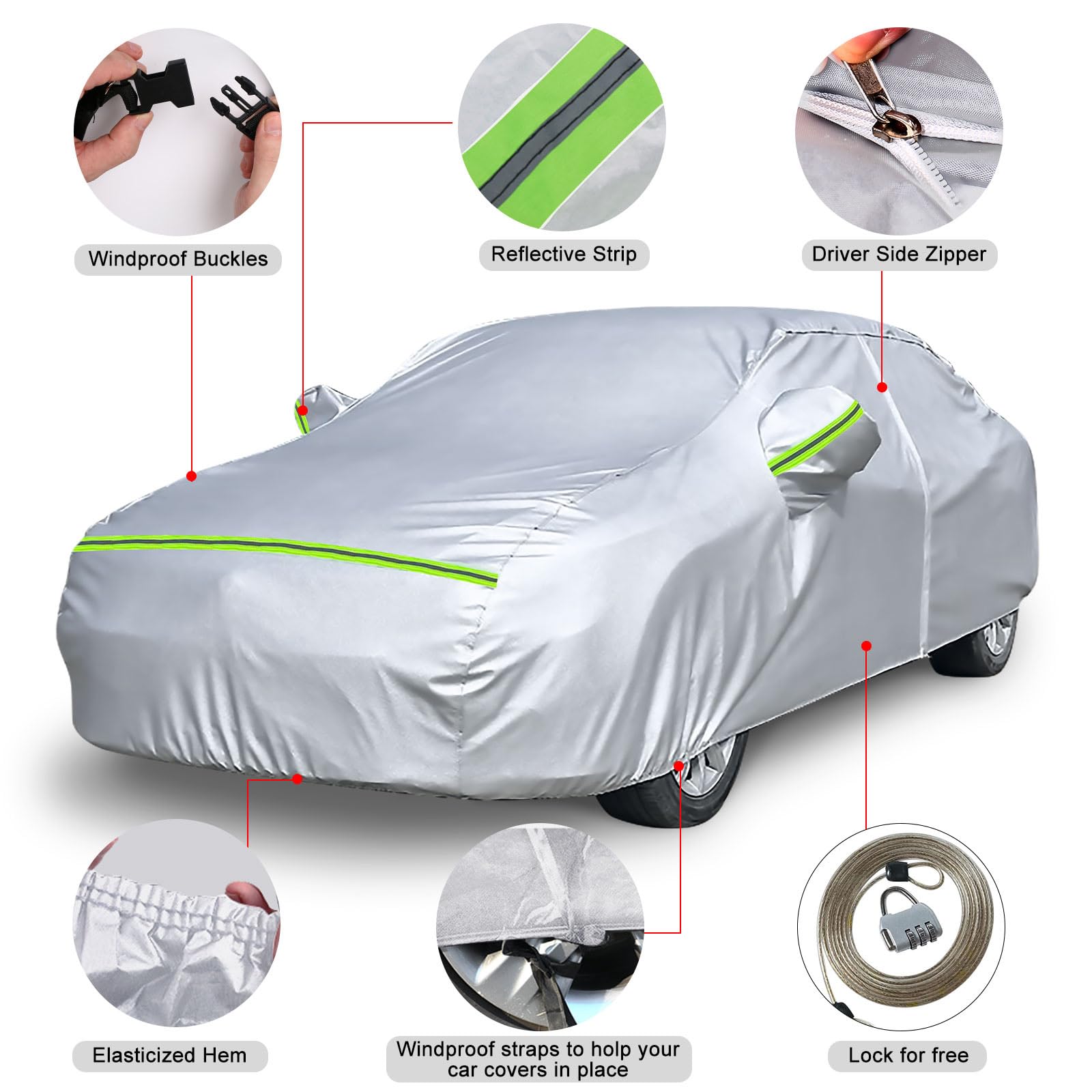 Autoabdeckung Outdoor Wasserdicht Passend für Porsche 911 991 992 996 997 1998-2025, Sommer Vollgarage Autoplane Auto Abdeckplane Outdoor Abdeckung für Regen Sonne Staub UV-Schutz, Silber