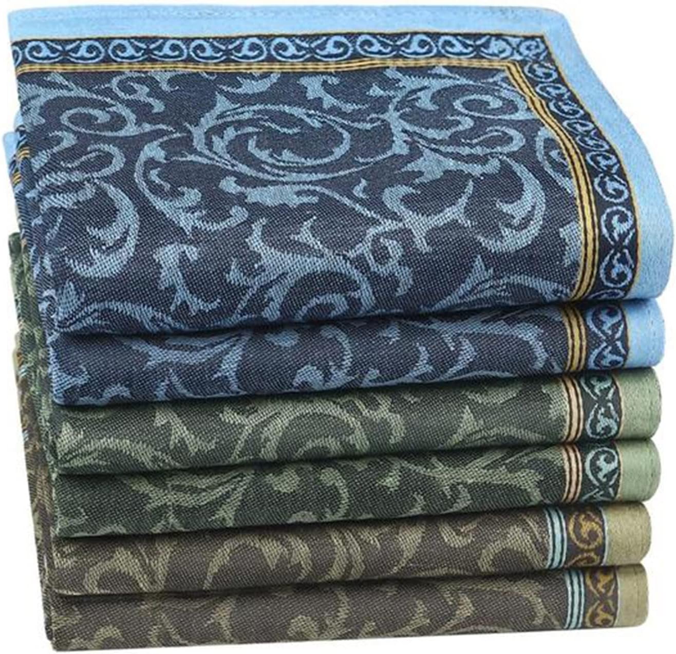 Square Handkerchief for Men Gentlemen Vintage Grid Pocket Cotton Towel for Business (D 1)