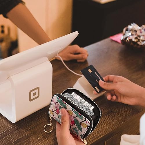 Miniatura 6 de Cartera de piel con bloqueo RFID para mujer con funda para tarjetas de crédito, bolsillo con cremallera, gran capacidad, organizador de viaje,