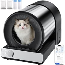 Self Cleaning Litter Box Large Capacity, Automatic Cat Litter Box for Multiple Cats,Stainless Steel Drum with App Health Monitoring, Noise & Odor Control, Dual Safety Sensors