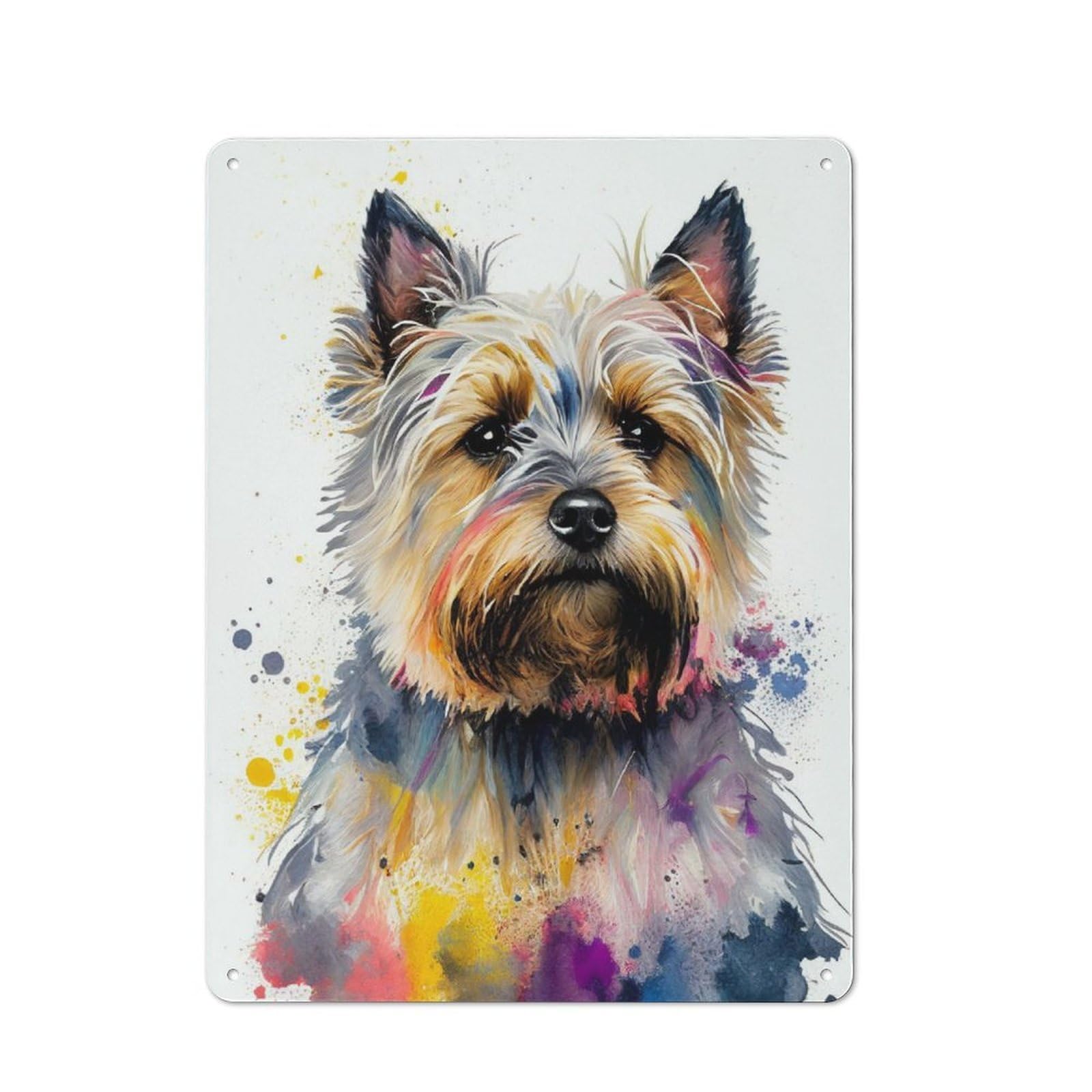 Junmoney Yorkshire Watercolor Retro Tin Wall Plaque 40X30cm For Man Cave Or Games Room, For Games Room Collectors