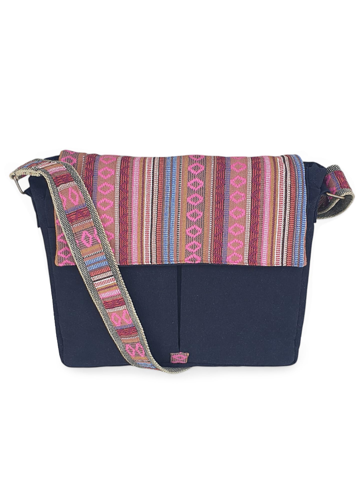 Handloom Fabric Messenger Bags for Women | Cotton Canvas Laptop Sling Bag Upto 15.6 Inches | Stylish Crossbody Sling Bag Comes with Flap Closure.-image-24