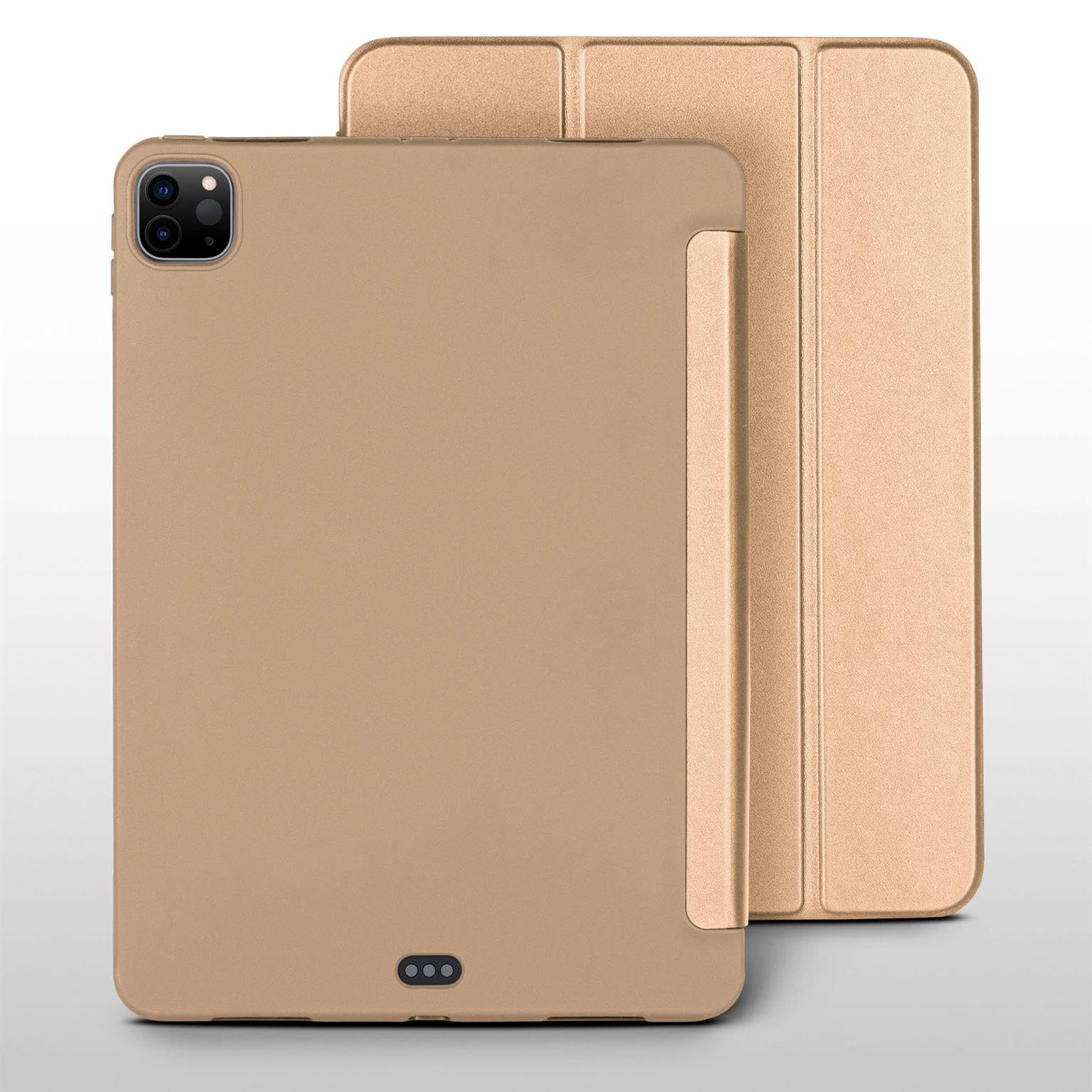 ONEFLOW Hülle für iPad Pro 11 (2018-2022) Schutzhülle ultradünn mit Ständer, Cover mit Auto Schlaf/Wach Funktion, Flip Case mit Magnet Standfunktion, Folio PU Leder Case, Gold