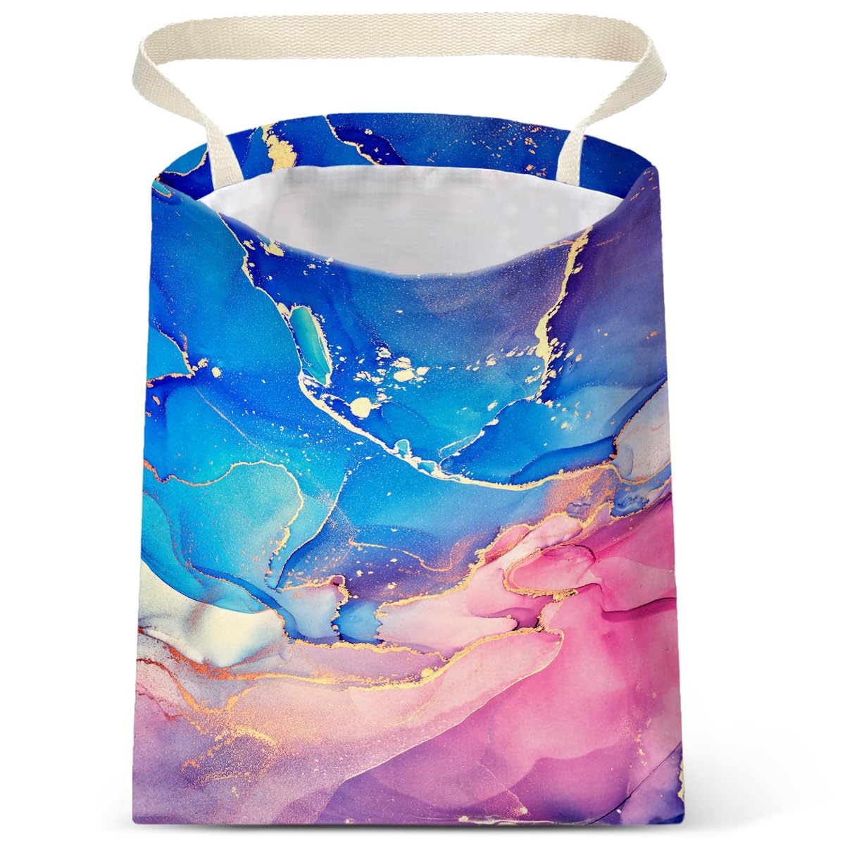 Car Trash Bag Hanging No Snap Small Garbage Bag for Car Back Seat Cute Printed One-handed Strap Trash Bags Car Accessories-Pink Blue Purple Marble Car Trash Bags