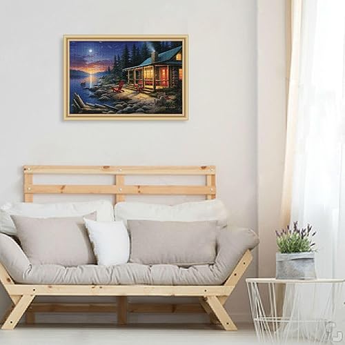 Miniatura 6 de Cabin Forest Night Jigsaw Puzzles 500 Pieces for Adults,Learning Educational Puzzles,Difficult and Challenge Families Toys with Mesh Storage Bag