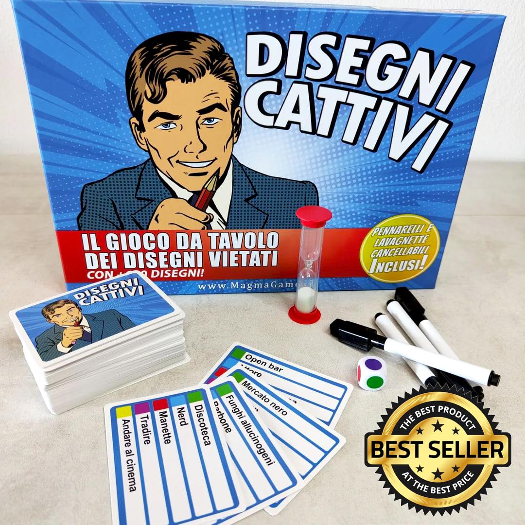 Magma Games DISEGNI CATTIVI - Giochi da tavolo per Adulti, Gioco da Tavola dei Disegni Vietati +18 anni per Feste, Giochi di Società con +120 Carte, Idee Regalo Addio al Nubilato per Amica o Amico