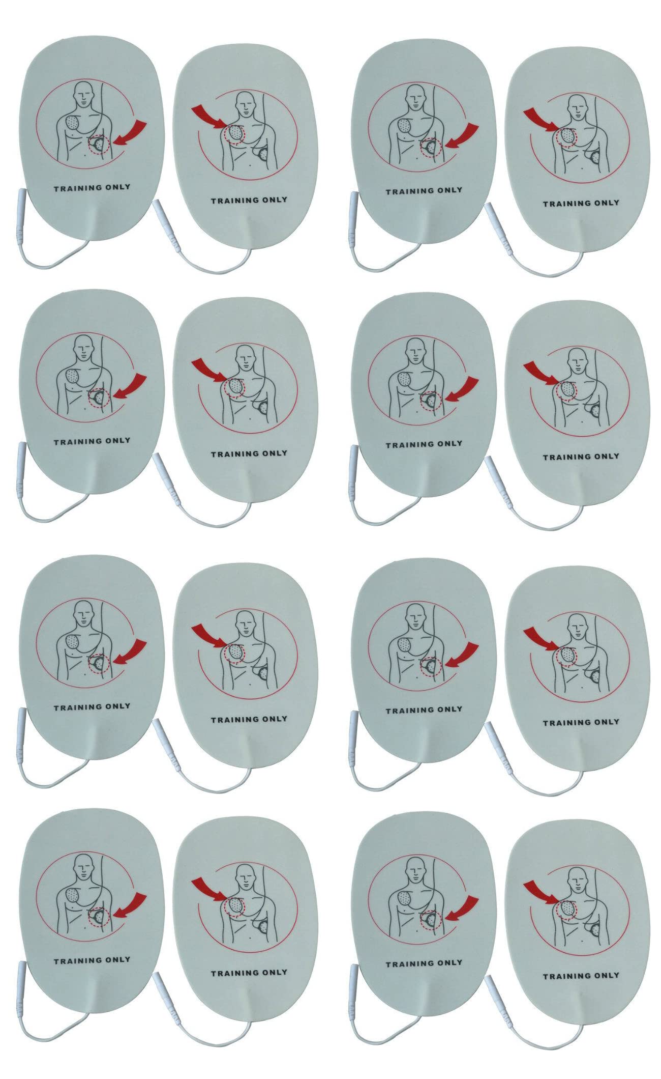 Confezione di cuscinetti per allenamento AED per adulti, riutilizzabili, per AED Trainer XFT-D0009 XFT-120C+ XFT-120C Zoll (16)