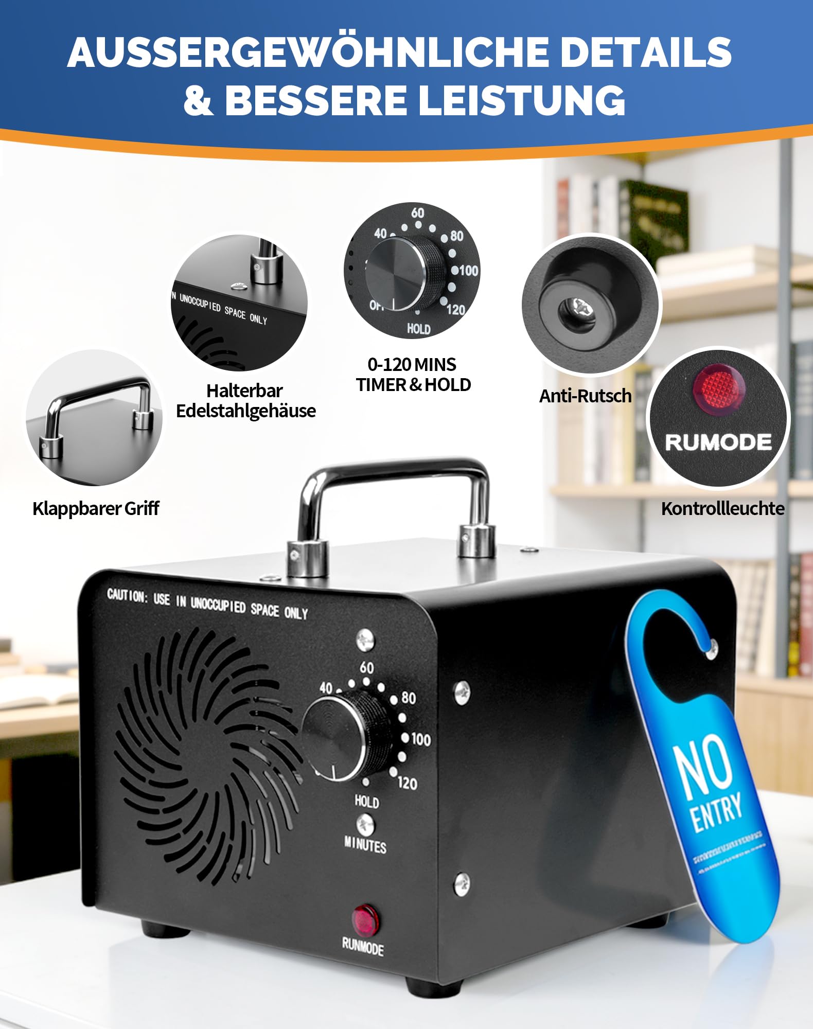 Ozongenerator 60000mg/H Ozon Luftreiniger Ozongerät O3 Geruchsneutralisierer Ozone Generator bis zu 400㎡ O3 Ozonisator mit 120-Min-Timer Ozonisator Industrieller für Auto Wohnung Rauch Haustiere