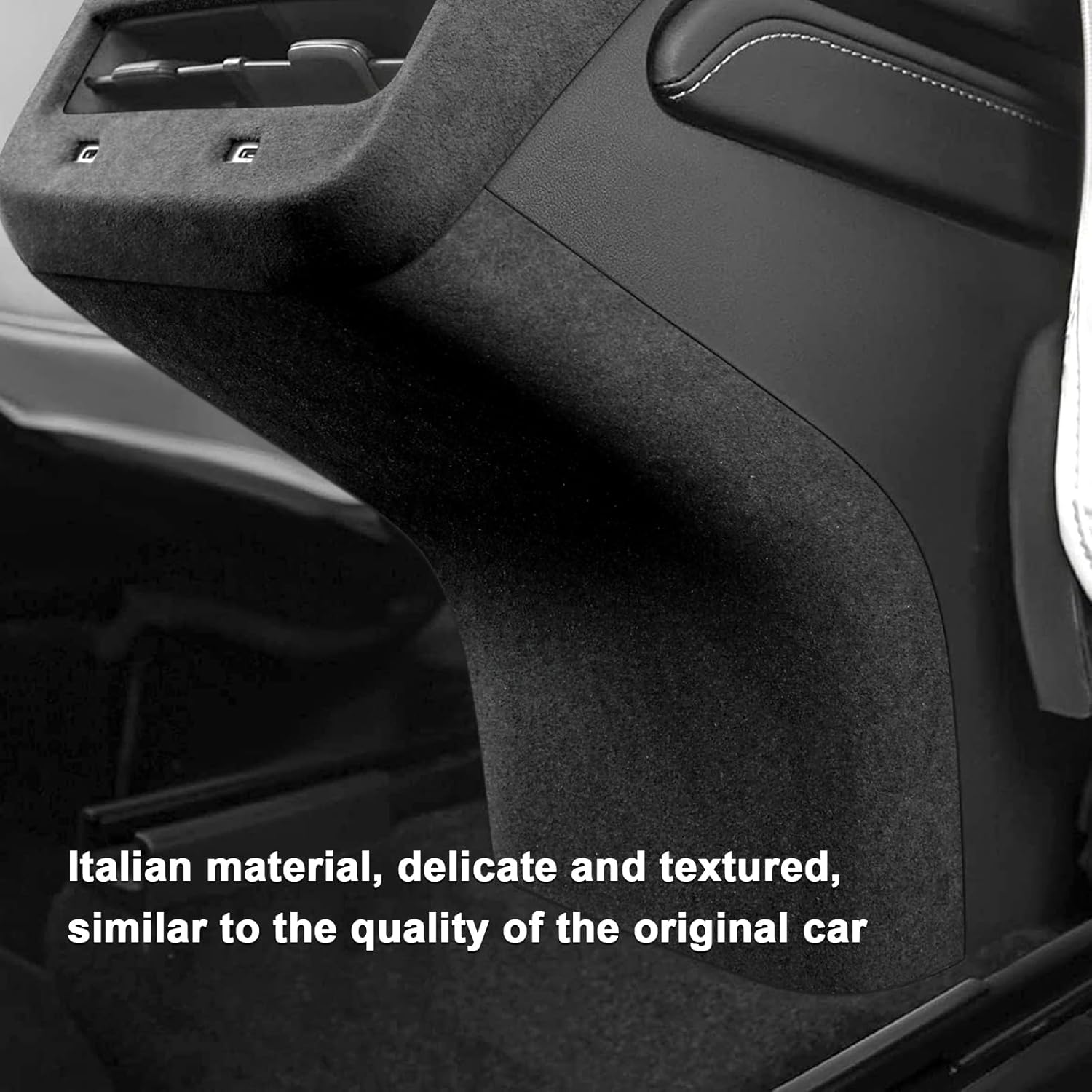 Car Rear Anti Kick Cover Protector Trim Decoration Frame for Tesla Model 3 Y 2017-2023 Italy Alcantara Style Interior Accessories (Black)