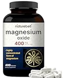 Magnesium Oxide 400mg, 400 Capsules | High Purity Elemental Form – Extra Strength – Essential Mineral Supplements for Muscle, Digestion, Bone, & Heart Support – Non-GMO & No Gluten