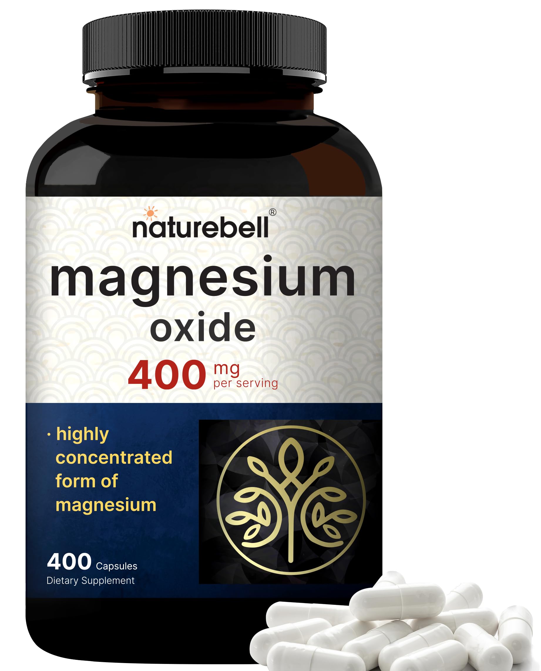 NATUREBELL Magnesium Oxide 400 mg 400 Capsules