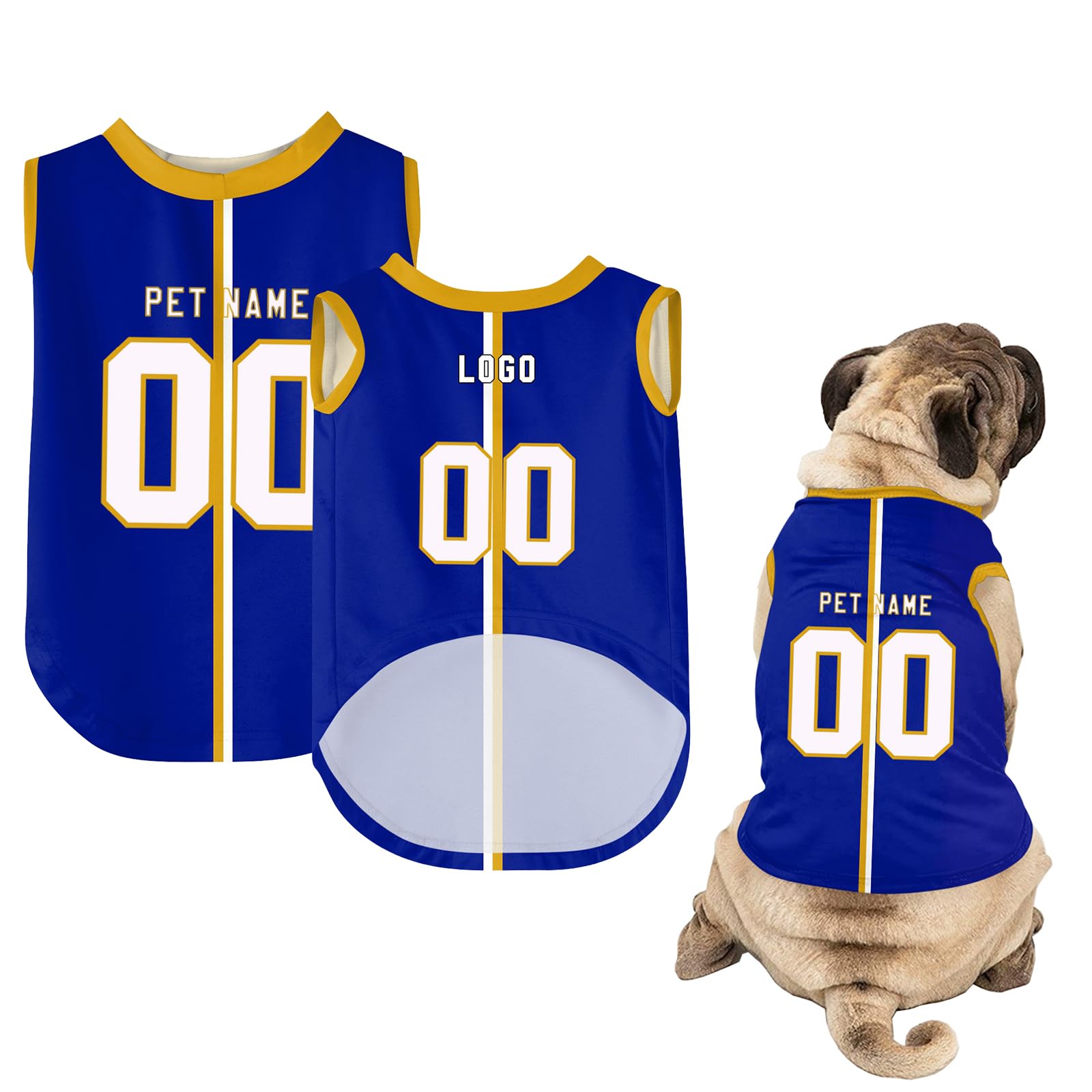 Dog Clothes - Custom Dog Shirt with Name Number or Logo - Personalised Football Jersey for Small Medium Large Dogs (Style-19, S)