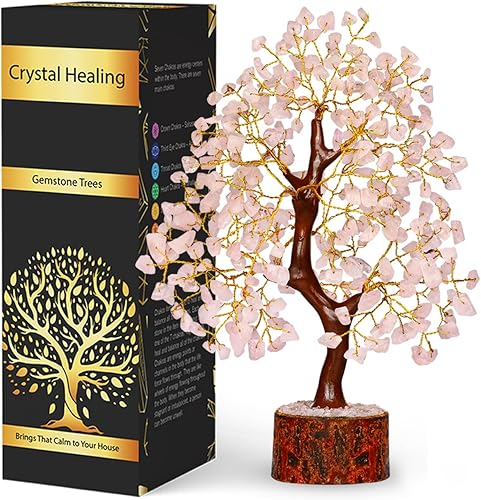 Árbol de cuarzo rosa, piedras de chakras, cristales de reiki y piedras curativas, piedras preciosas y cristales, árbol de cuarzo, regalos