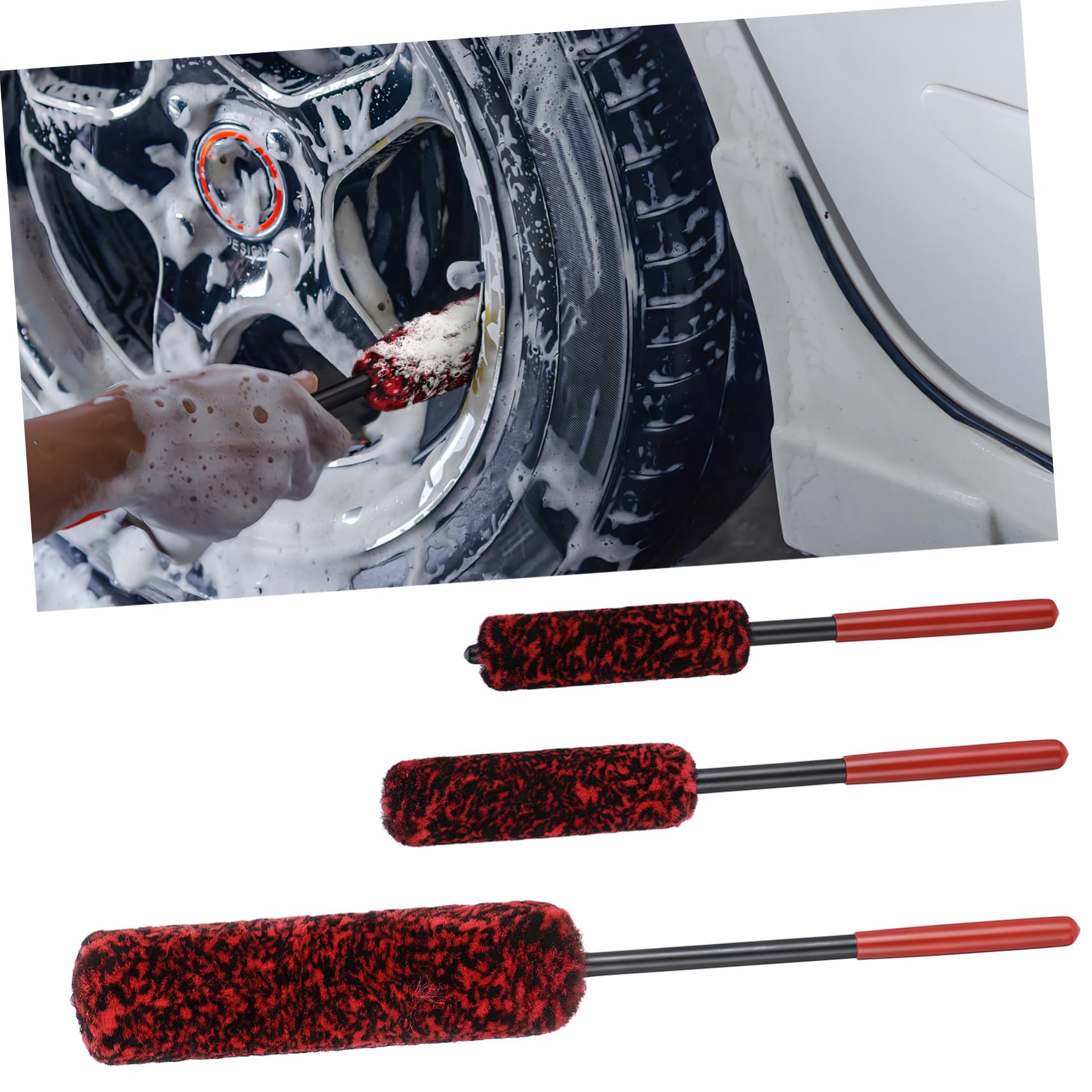3pezzi Spazzole per Ruote Auto Flessibile Spazzole per Pneumatici Auto Facili Usare