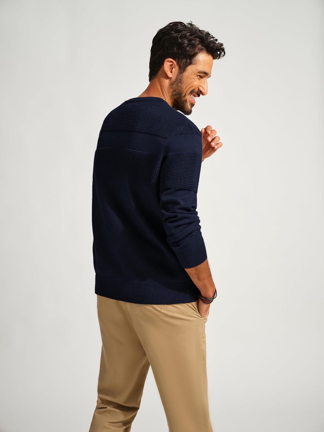 PJ PAUL JONES Mens Sweater Casual Crew Neck Pullover Textured Knit Sweaters - Image 2