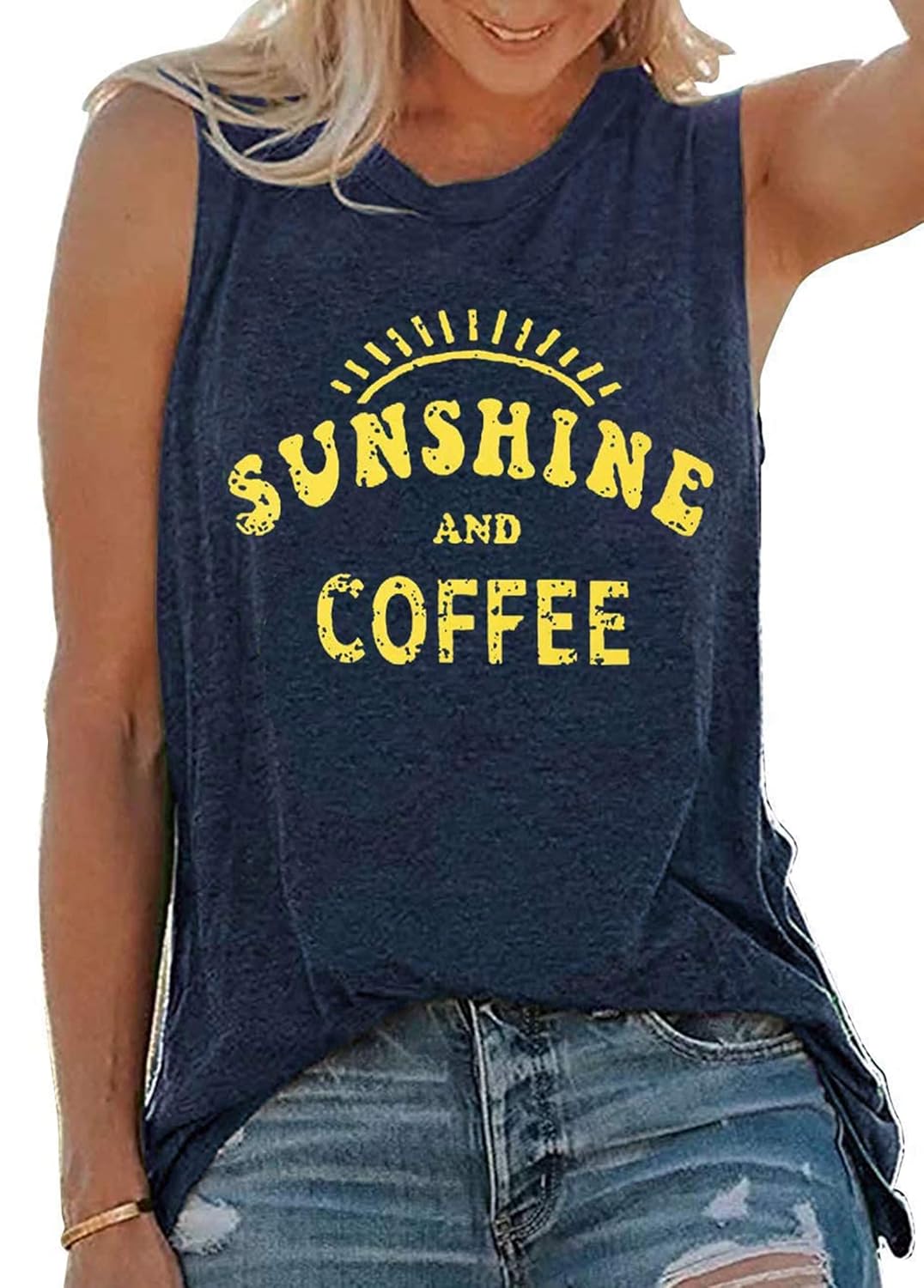 Umsuhu Womens Tank Tops Summer T Shirts Sleeveless Casual Loose Tunic Blouses