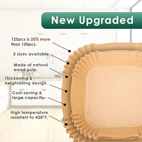 Miniatura 61 de 100 forros desechables para freidora de aire pequeños, hojas de pergamino, redondas, 6.5 pulgadas redondas para freidora de aire, para hornear