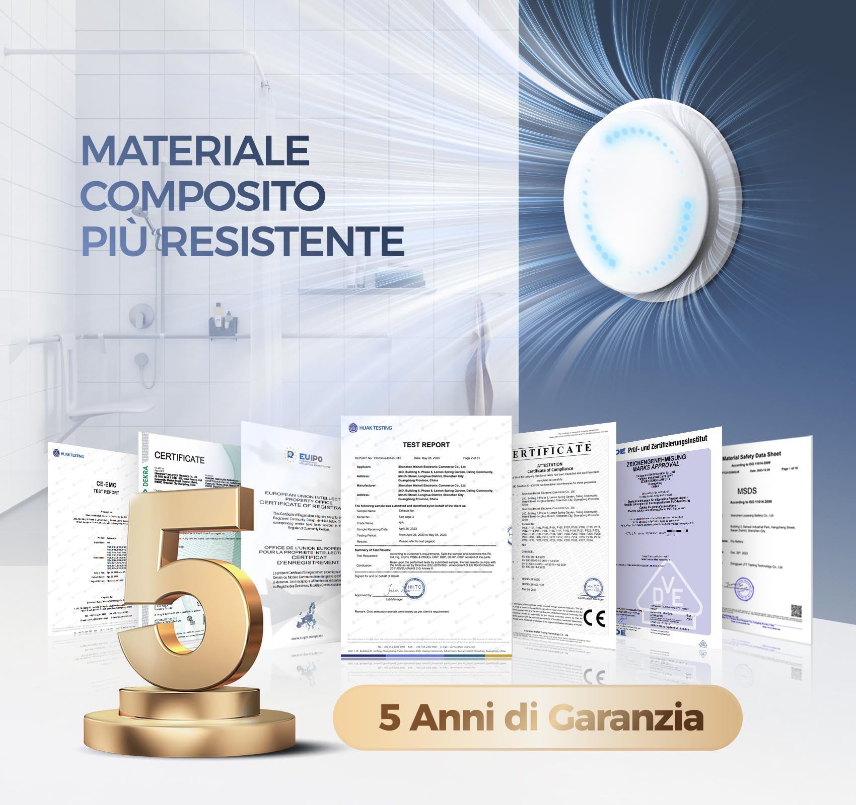 Aspiratore Bagno 150mm, 11 Effetti Luminosi, 6 Velocità, 2 Direzioni Ventilatore, Estrattore Aria Silenzioso con Telecomando, Potente Ventola Aspirazione Bagno Cucina WC Garage Cantina