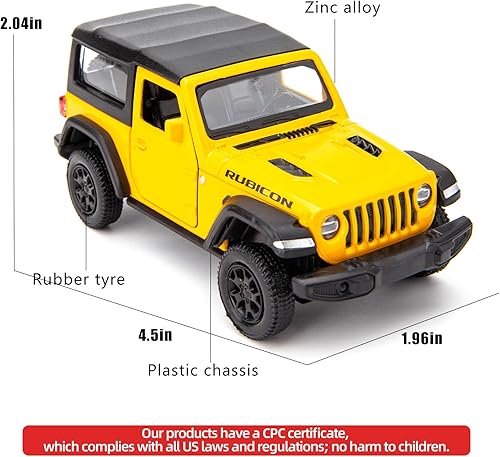 Miniatura 2 de Auto de juguete fundido a presión, Wrangler a escala 136 de aleación de tracción trasera, la puerta del modelo de auto se puede abrir, adecuado para