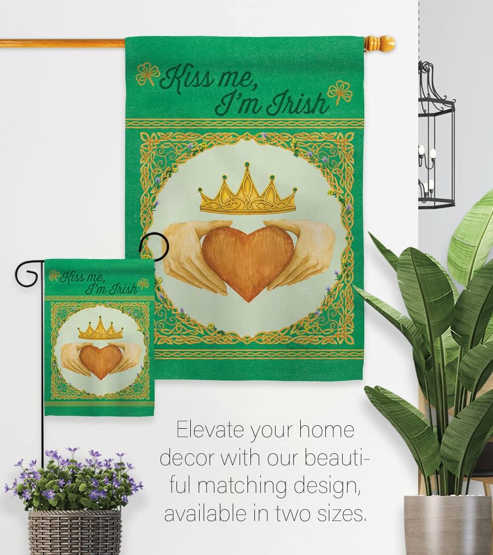 Breeze Decor H102057 Kiss Me I'm Irish Decorative Vertical, House Flag 28" x 40", Thick Fabric