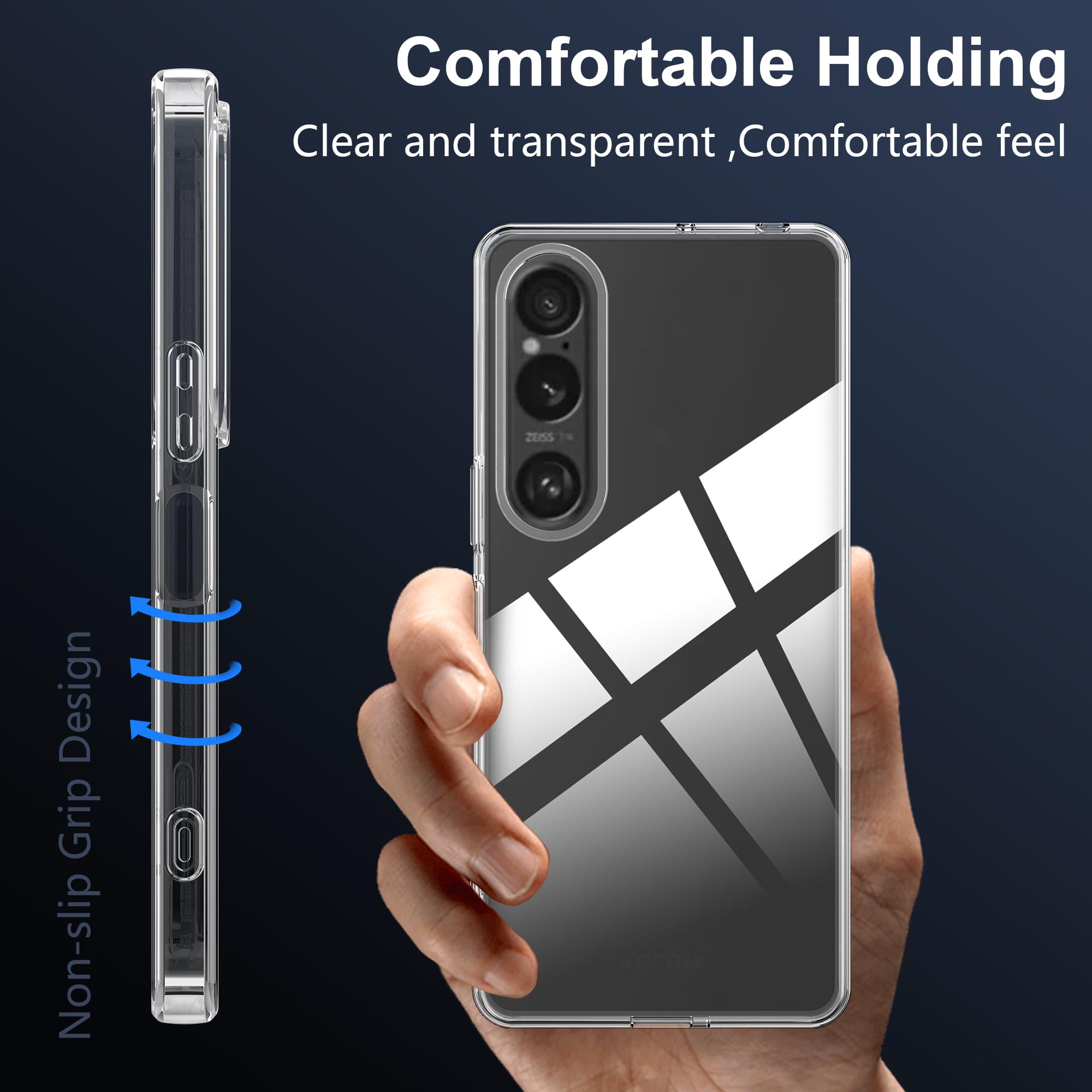 LMLQSZ Custodia per Sony Xperia 1 V, Morbido TPU Silicone Case Gel Sottile Cover + Pellicola Protettiva in Vetro Temperato per Sony Xperia 1 V (6,5) - OYLLM8