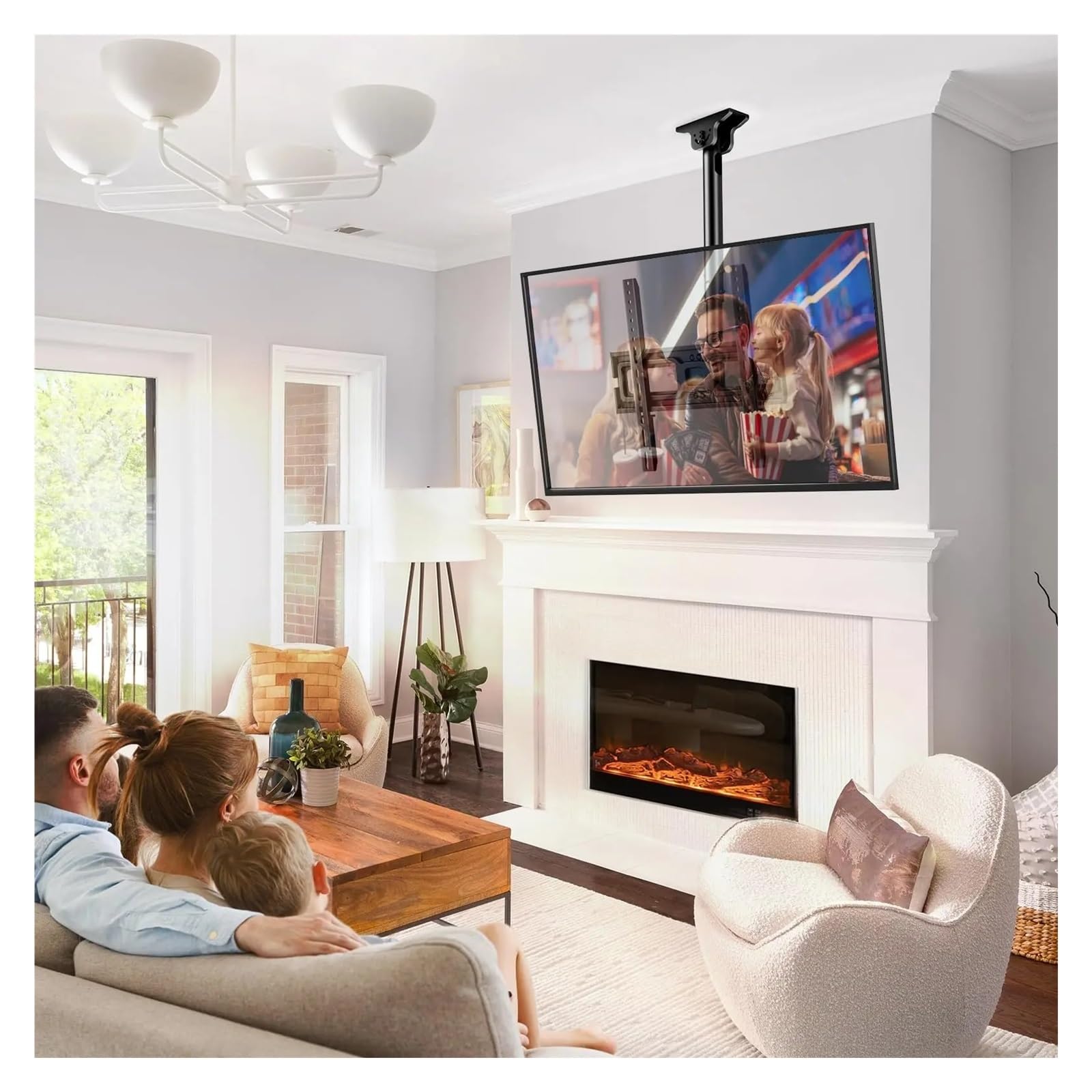 Il Supporto for TV Da Soffitto Può Ruotare E Inclinarsi, Adatto for Monitor LCD LED Da 26-60 Pollici, Altezza Regolabile Su 6 Livelli, 400x400 Mm