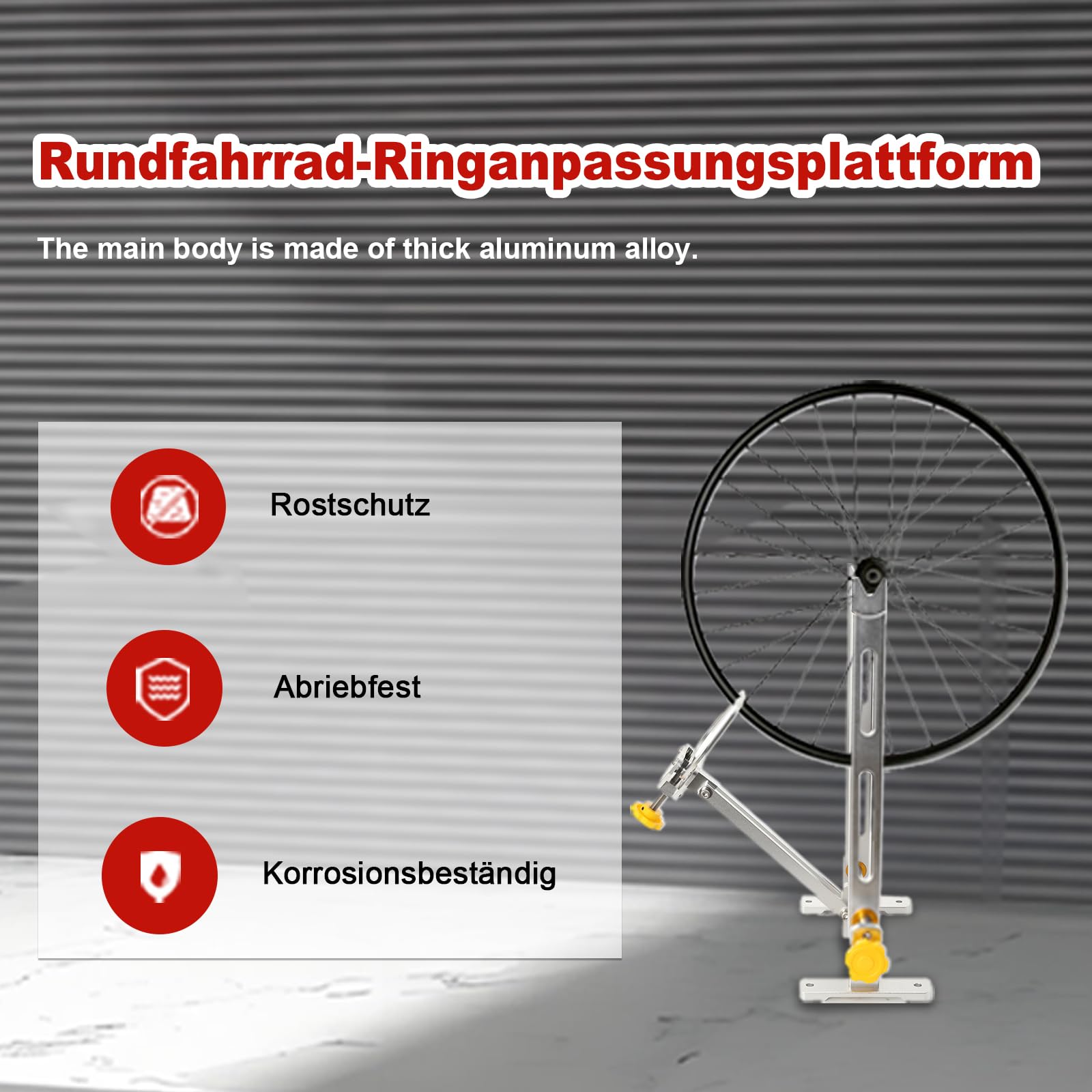 Rad Tuning Repair Tool Kit, Fahrrad-Rad-Zentrierständer, Plattform für fahrräder, Fahrrad-Rad-Ausrichtungs-Reparaturwerkzeug für Räder mit einer Breite von 46–195 mm