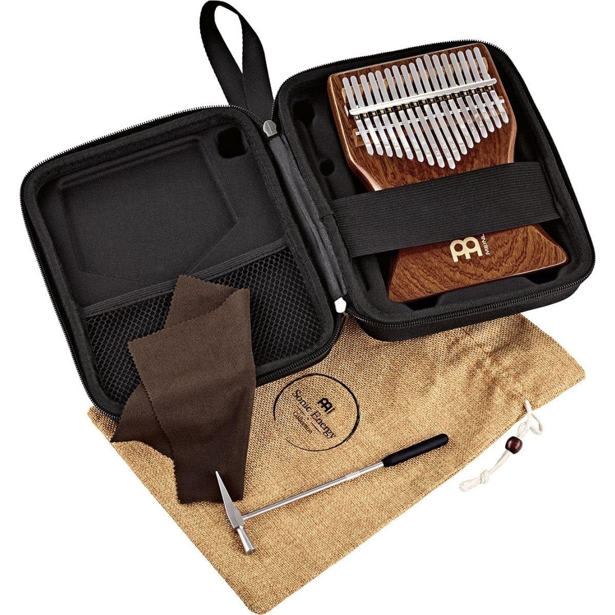 Sonic Energy Massivkörper Kalimba – C-Dur, 17 Töne – Sapeleholz – Für Meditation, Yoga, Percussion – Inkl. Zubehör (KL1702S)