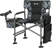 XStrike Fishing Chair with Rod Holder, Adjustable Legs, Cooler Bag - Oversized Heavy Duty for Ice Fishing, Camping, Outdoor Use