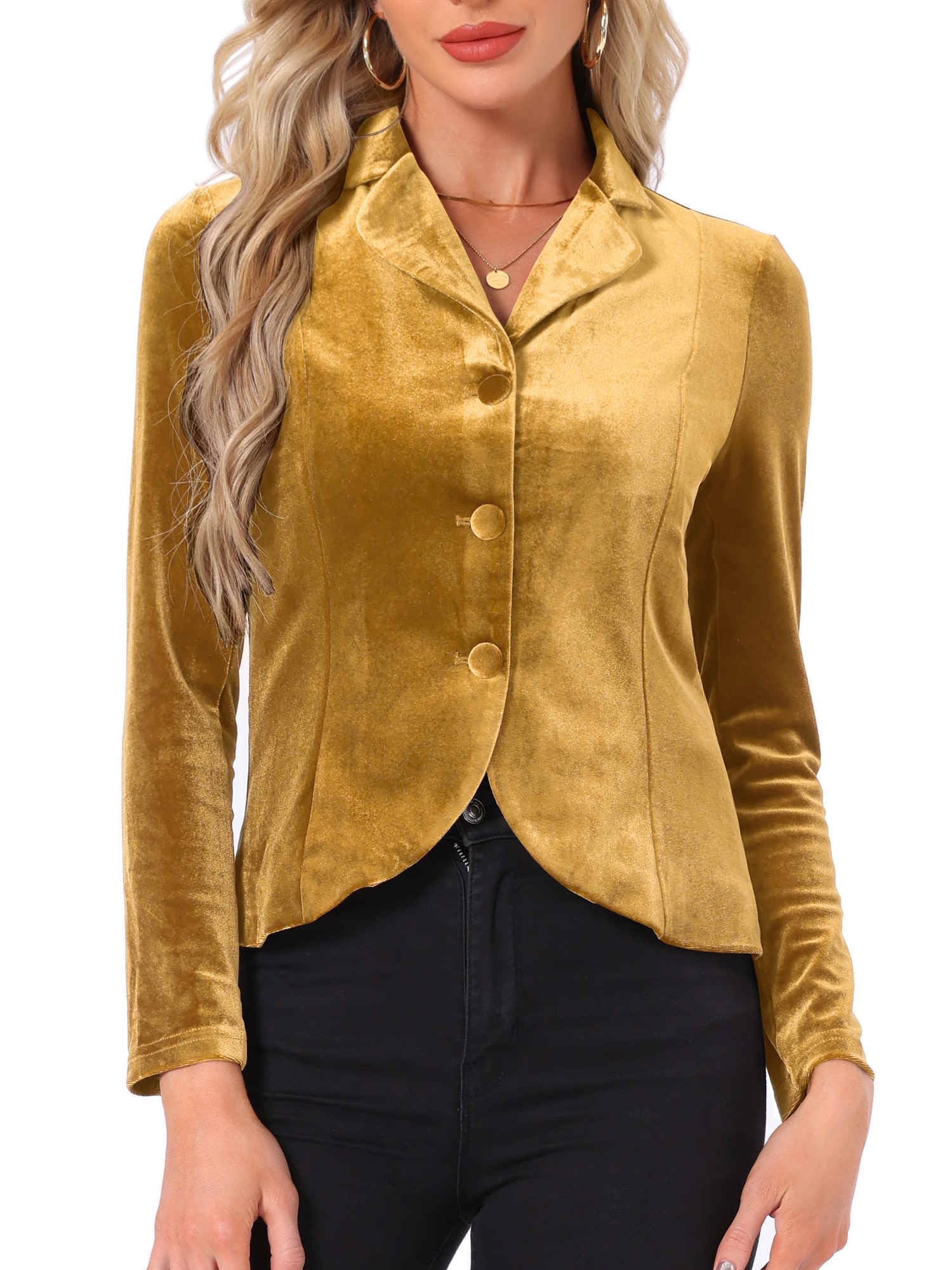 Allegra K Womens Halloween Christmas Suit Jackets Notched Lapel Collar Button Office Velvet Blazer