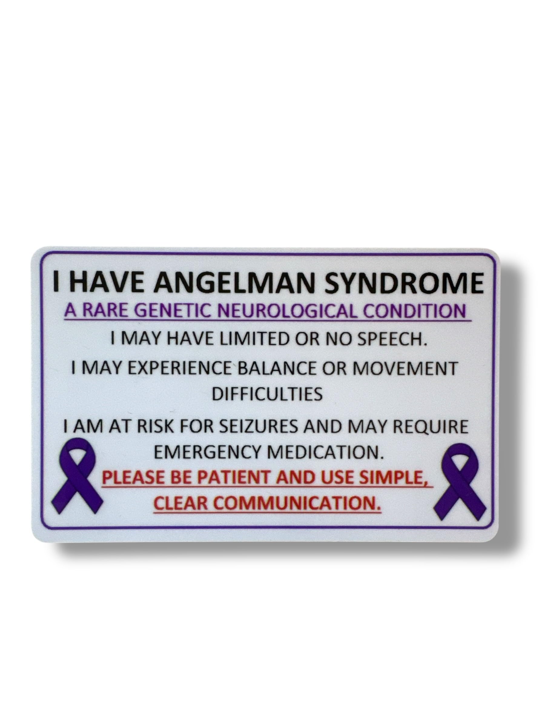 Medical Awareness Information Card (Angelman Syndrome) — image 1