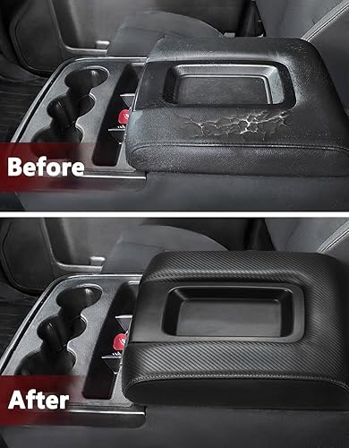 Miniatura 10 de KBH Funda de repuesto para consola central para Chevy Chevrolet Silverado y GMC Sierra 1500 2500 3500 2014-2018, reposabrazos de cuero de vinilo de