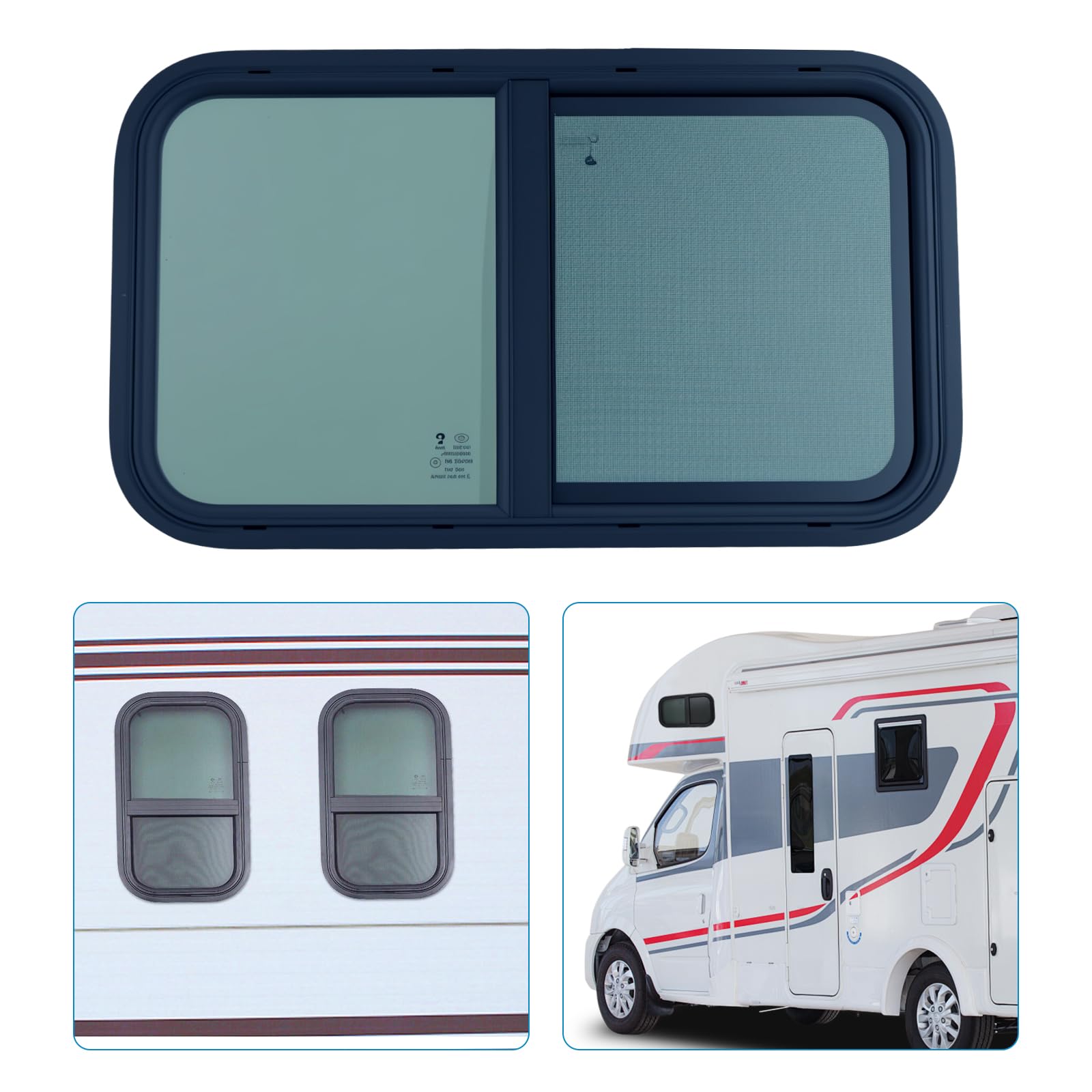 Fenêtre Caravane 600x300mm Avec Moustiquaire, Latérale Camping-Car | Fenêtre De Camping-Car Avec Protection Solaire Et Ventilation, Idéale Pour Caravanes, Remorques Et Aménagements Mobiles