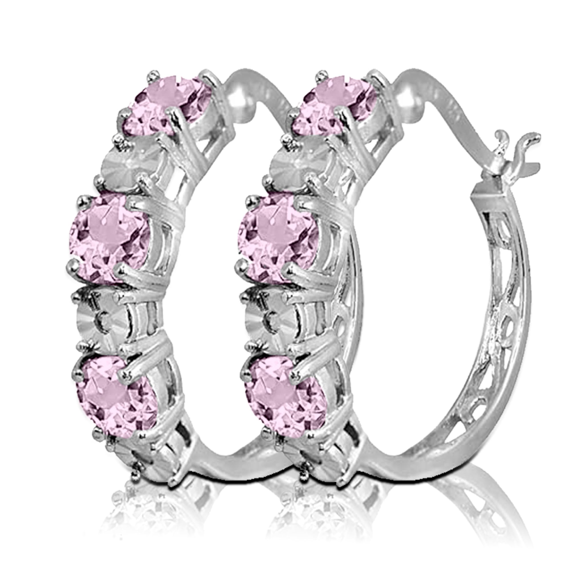Aleah IP Jewelry – Aretes Arracada Plateadas con Zirconias Blancas y Rosas • Acero Inoxidable Chapado Oro 18K • Hipoalergénicos • Regalo para Mujer