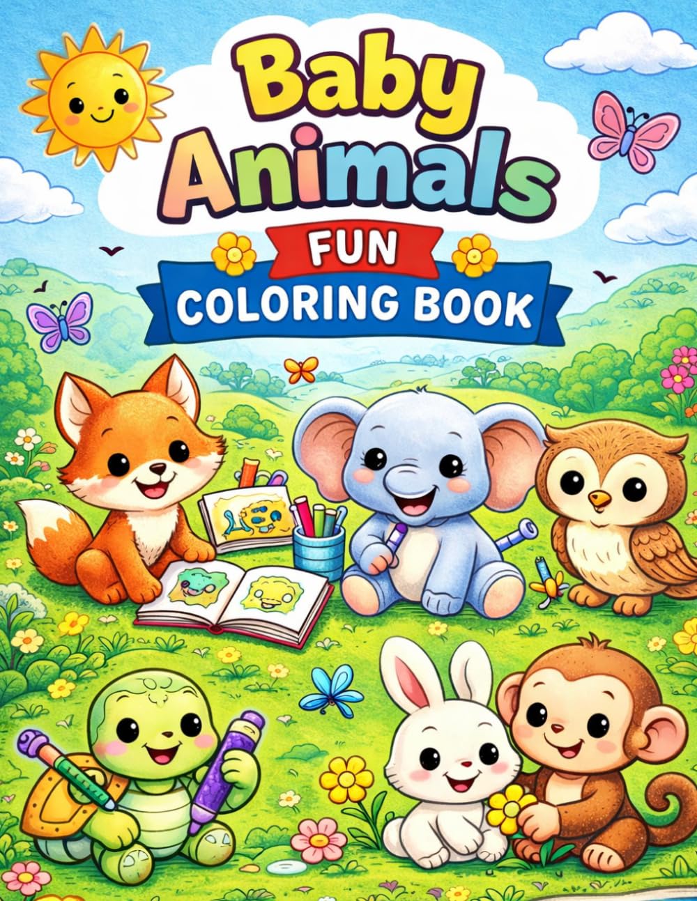 Baby Animals Coloring Book for Preschoolers: Animal Adventures