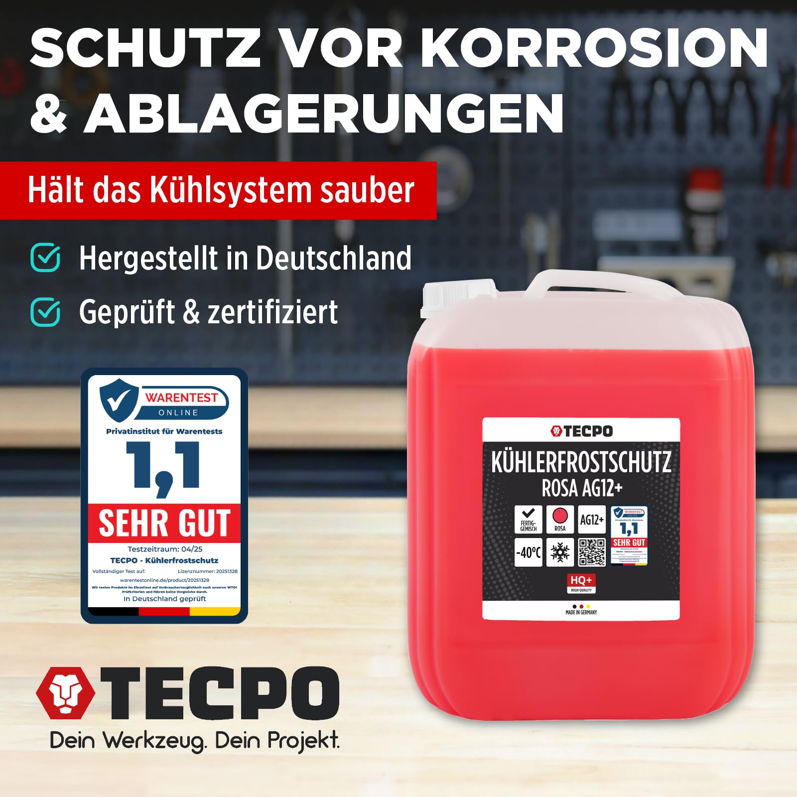 TECPO Anticongelante anticongelante rojo y rosa, refrigerante G12 + -40 °C anticongelante, G12 para coche, mezcla lista para usar, agua fría para coche (2 x 10 litros)